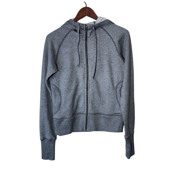 Patagonia Cloud Stack Grey Full Zip Hoodie Thumbholes Size Medium - Picture 1 of 12